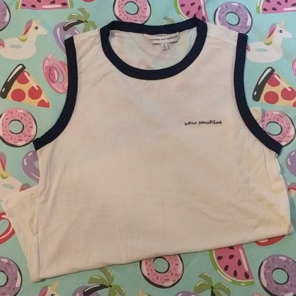 Cupcakes and Cashmere Hello Sunshine Ringer Tank